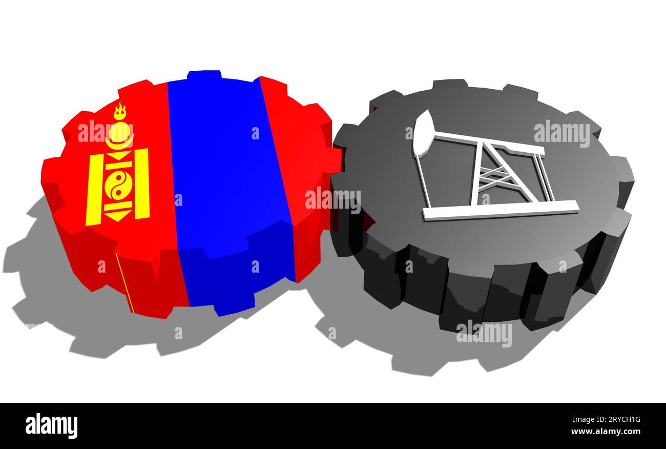 Engrenage avec pompe à huile texturée par le drapeau de Mongolie Banque D'Images