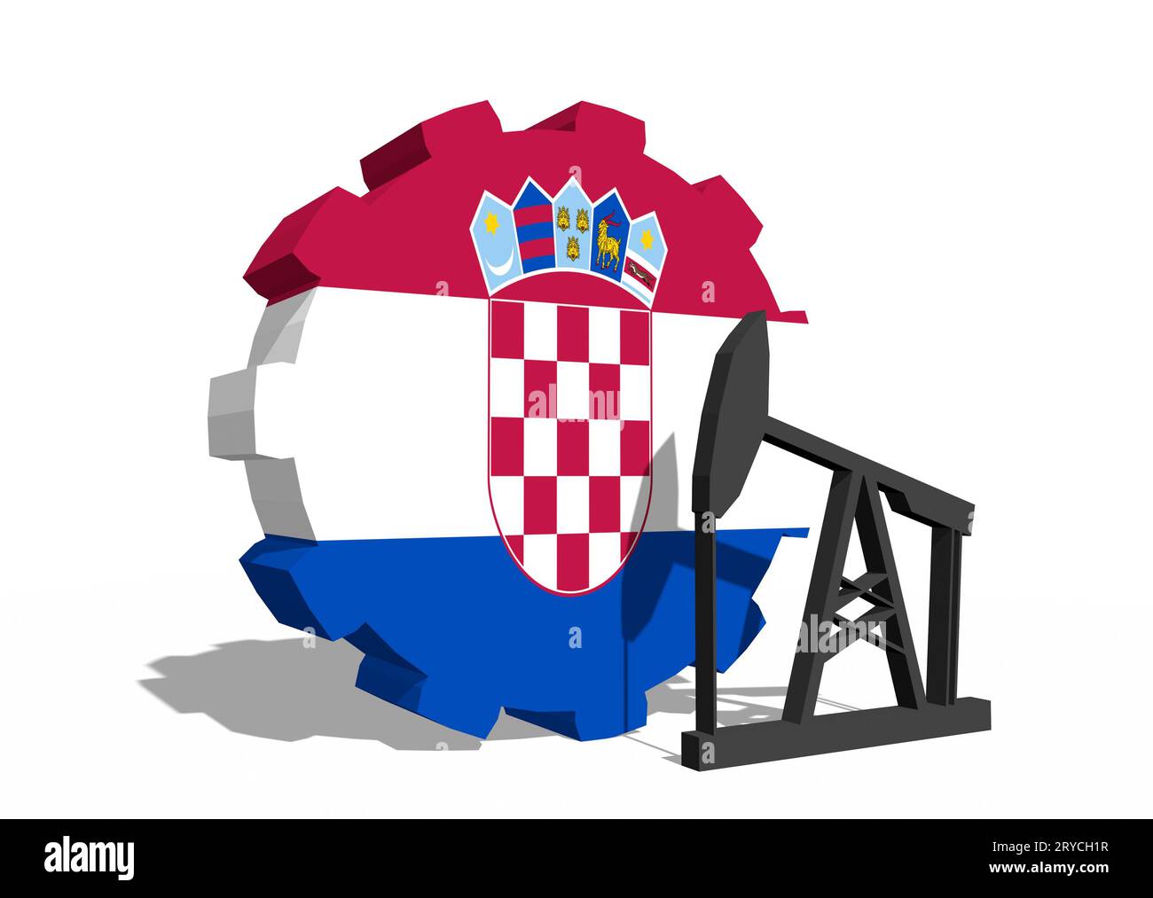 Engrenage avec pompe à huile texturée par le drapeau de la Croatie Banque D'Images