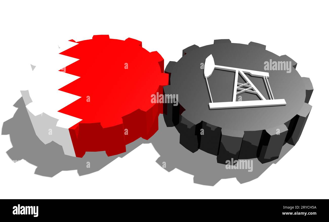Engrenage avec pompe à huile texturée par le drapeau de Bahreïn Banque D'Images