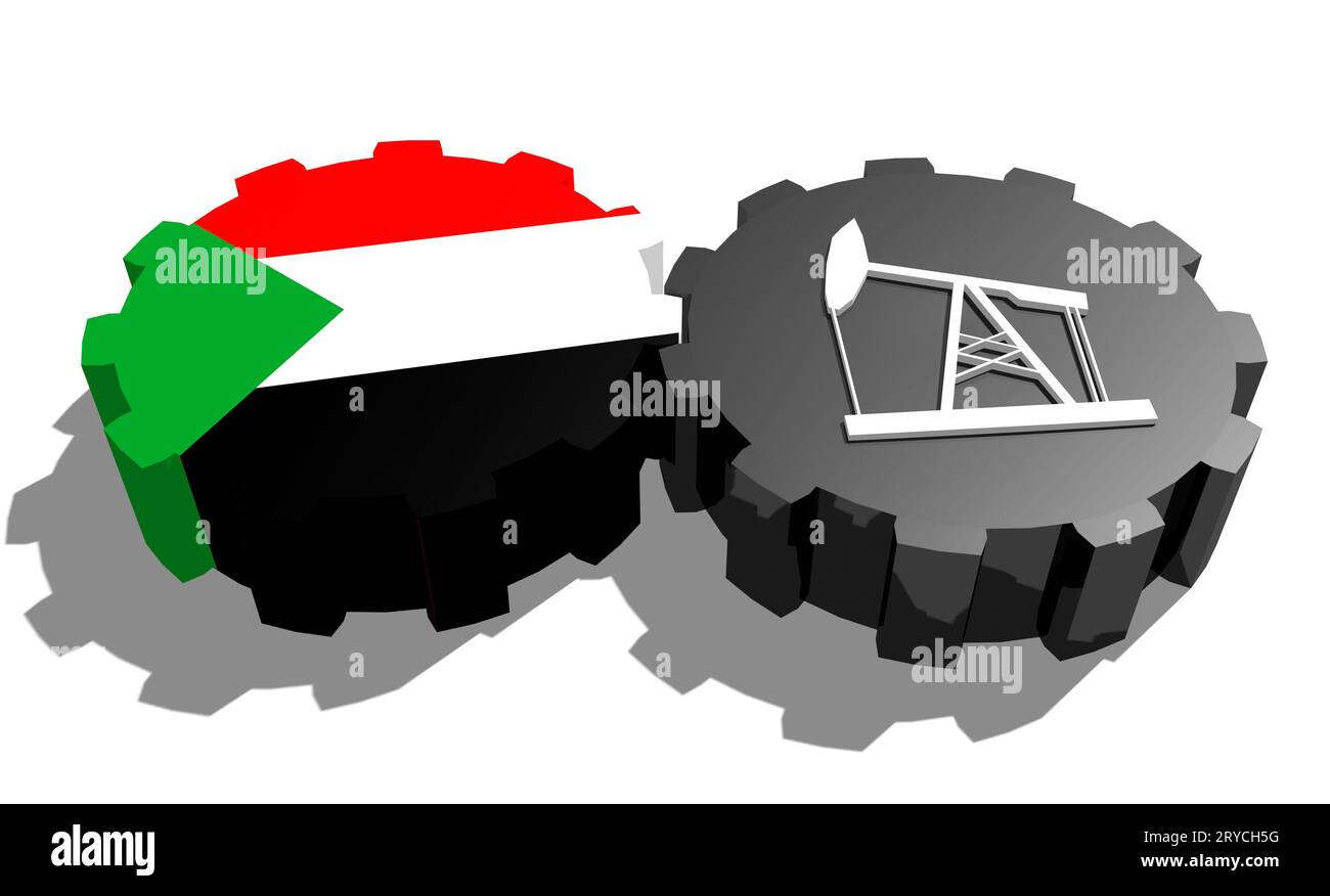 Engrenage avec pompe à huile texturée par le drapeau du Soudan Banque D'Images