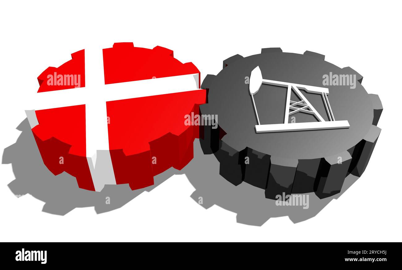 Engrenage avec pompe à huile texturée par le drapeau danois Banque D'Images