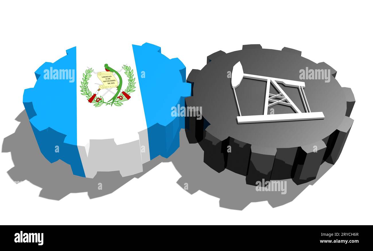 Engrenage avec pompe à huile texturée par le drapeau du Guatemala Banque D'Images