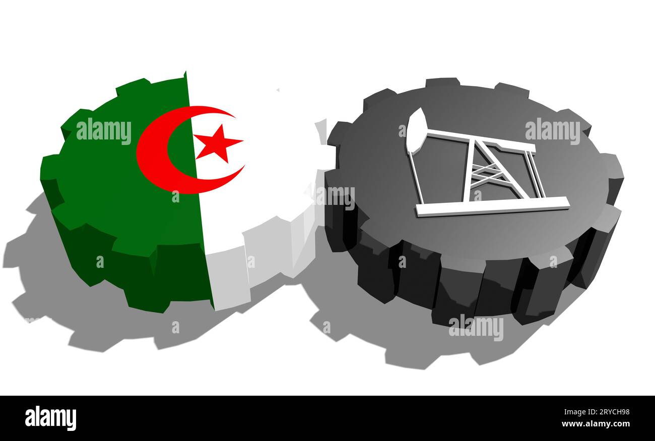 Engrenage avec pompe à huile texturée par drapeau algérien Banque D'Images