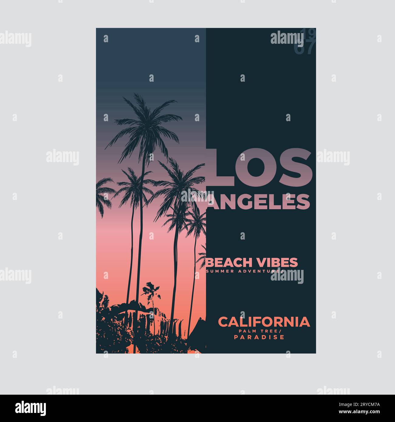Summer Graphic Los Angeles Palm Tree gradient Summer Beach Poster typographie California Beach Paradise T shirt graphique Print Design Vector Illustration de Vecteur