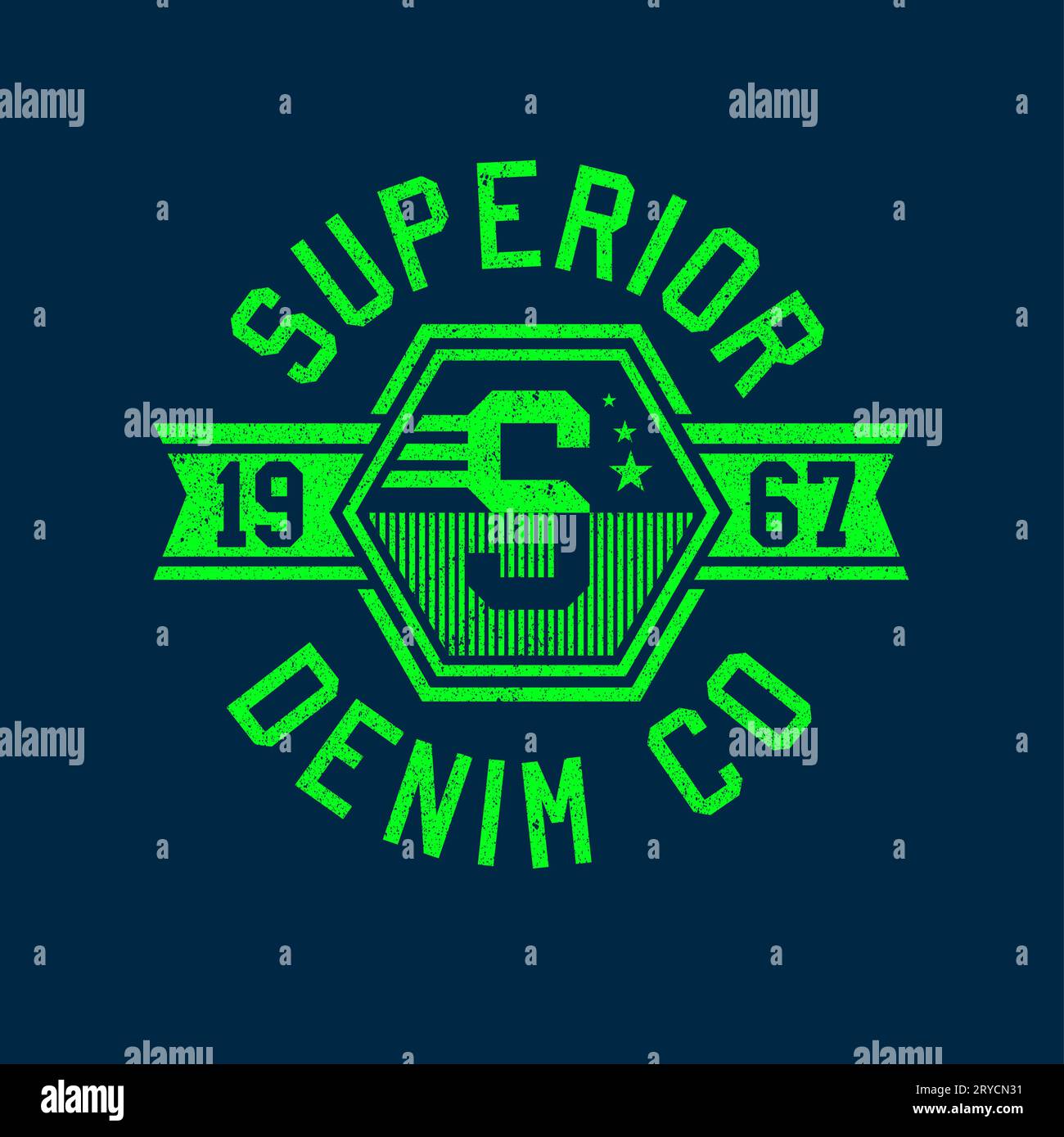 Superior denim Varsity Typography Distressed College graphique pour vecteur de conception d'impression de t-shirt Illustration de Vecteur