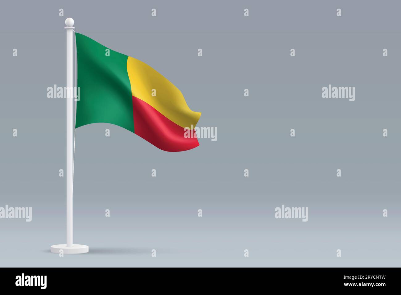 Drapeau national Bénin réaliste 3d isolé sur fond gris avec copyspace Illustration de Vecteur Drapeau national Bénin réaliste 3d isolé sur fond gris avec copyspace Illustration de Vecteur