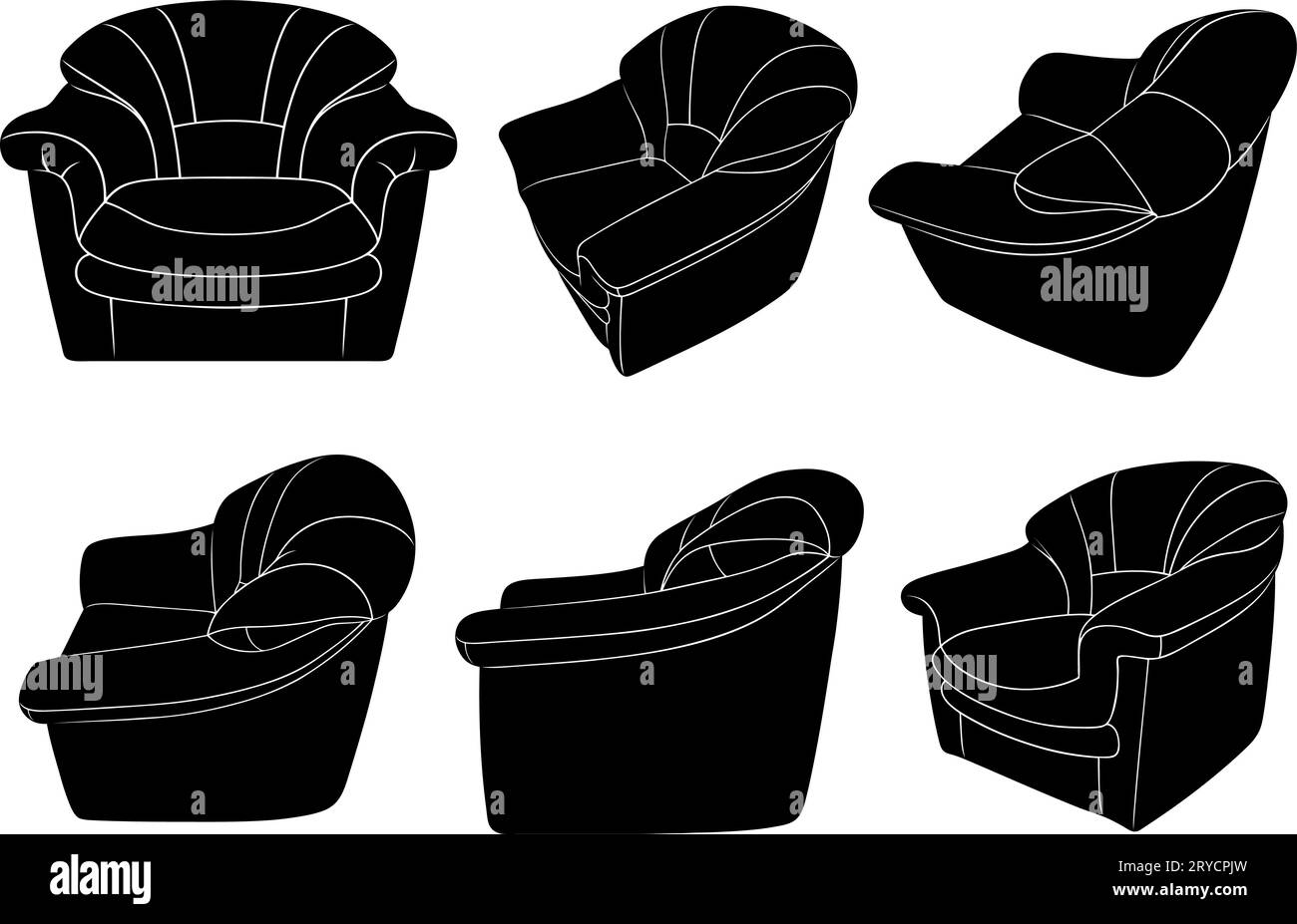 Illustration de différents fauteuils isolés sur blanc Illustration de Vecteur