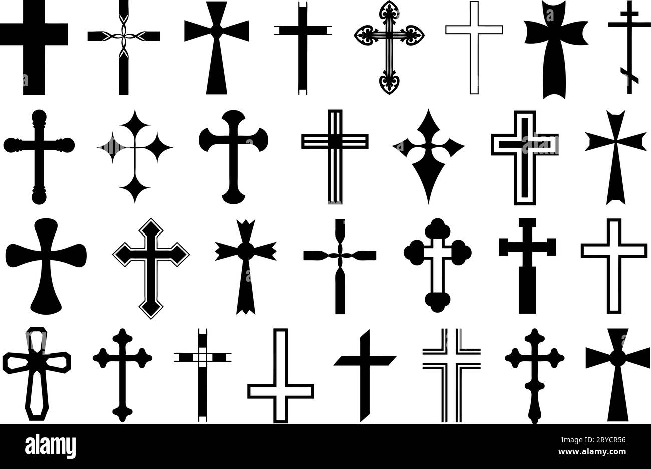 Illustration de différentes croix isolées sur blanc Illustration de Vecteur