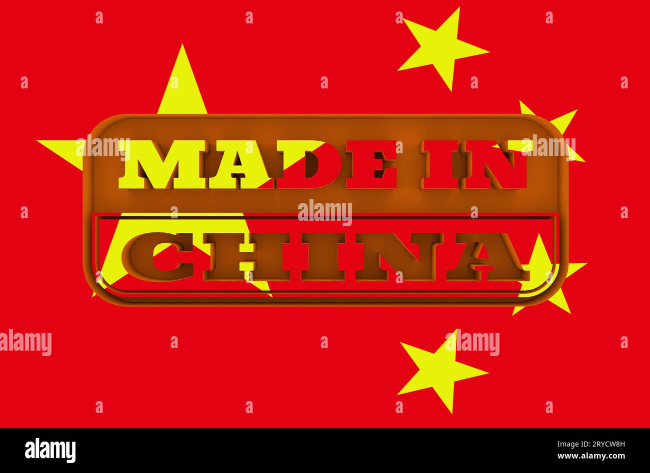 Timbre gravé avec texte Made in China Banque D'Images