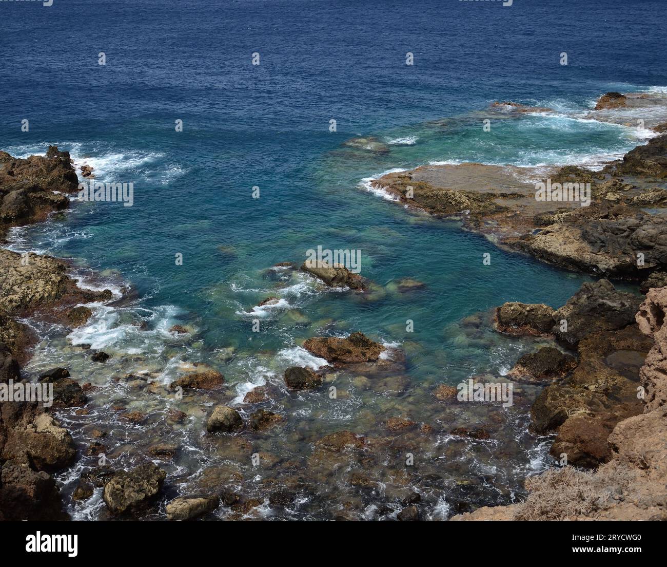 Belle plage sauvage, côte nord-ouest de Gran Canaria, Galdar, îles Canaries, Espagne Banque D'Images