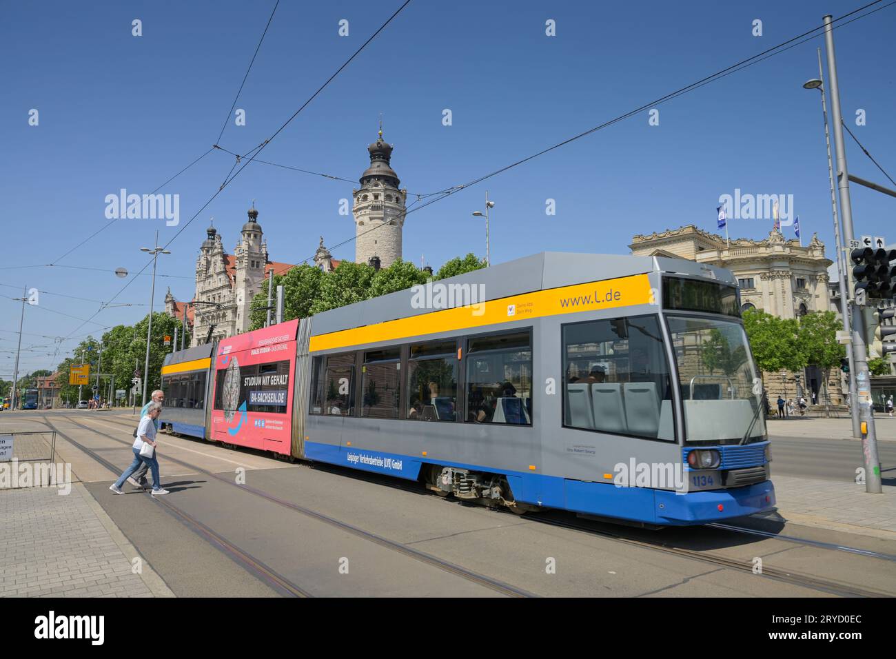 Tram, Leipziger Verkehrsbetriebe, Roßplatz, Leipzig, Sachsen, Deutschland Banque D'Images