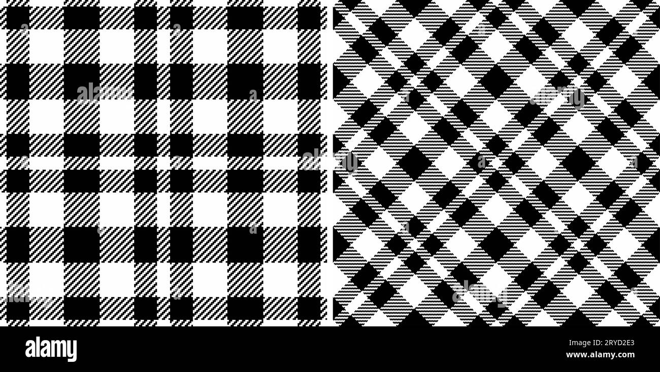 Textile de contrôle de motif de plaid de fond sans couture avec un vecteur tartan de tissu de texture défini dans des couleurs monochromes. Illustration de Vecteur