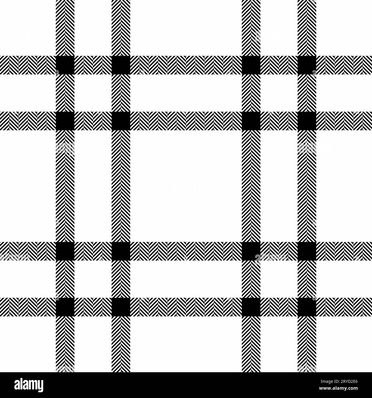 Vérifiez le motif vectoriel de plaid textile sans couture avec une texture de tissu tartan de fond dans des couleurs blanches et noires. Illustration de Vecteur