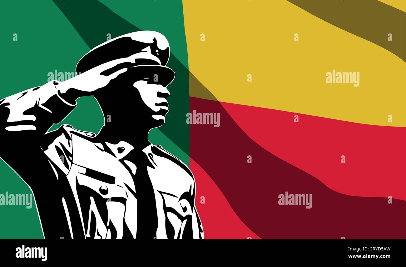 Silhouette de soldat avec drapeau Bénin sur fond. Concept de jour de l'armée Illustration de Vecteur Silhouette de soldat avec drapeau Bénin sur fond. Concept de jour de l'armée Illustration de Vecteur