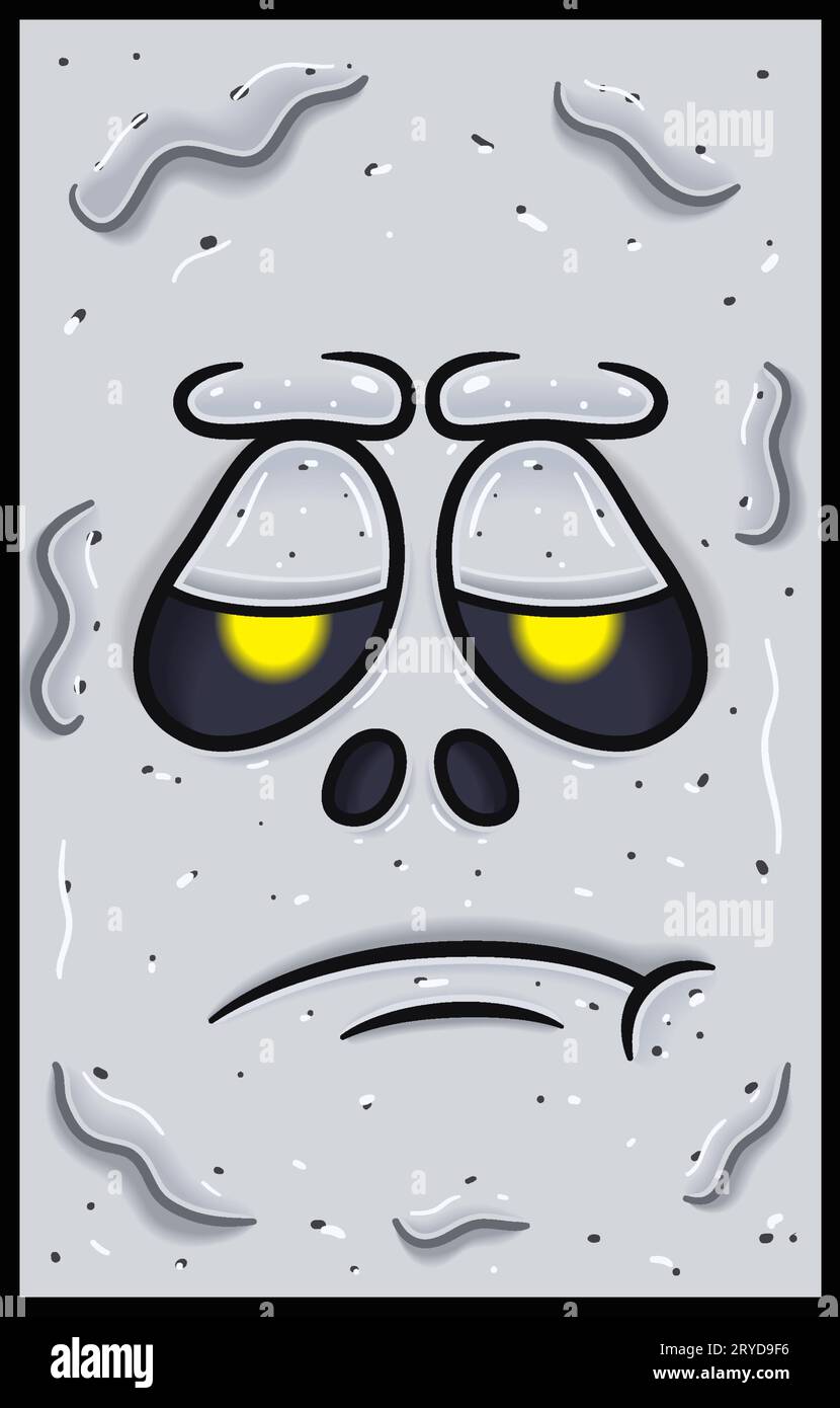 Expression ennuyée de White Ghost visage expression Cartoon. Papier peint, couverture, étiquette et conception d'emballage. Illustration vectorielle Illustration de Vecteur
