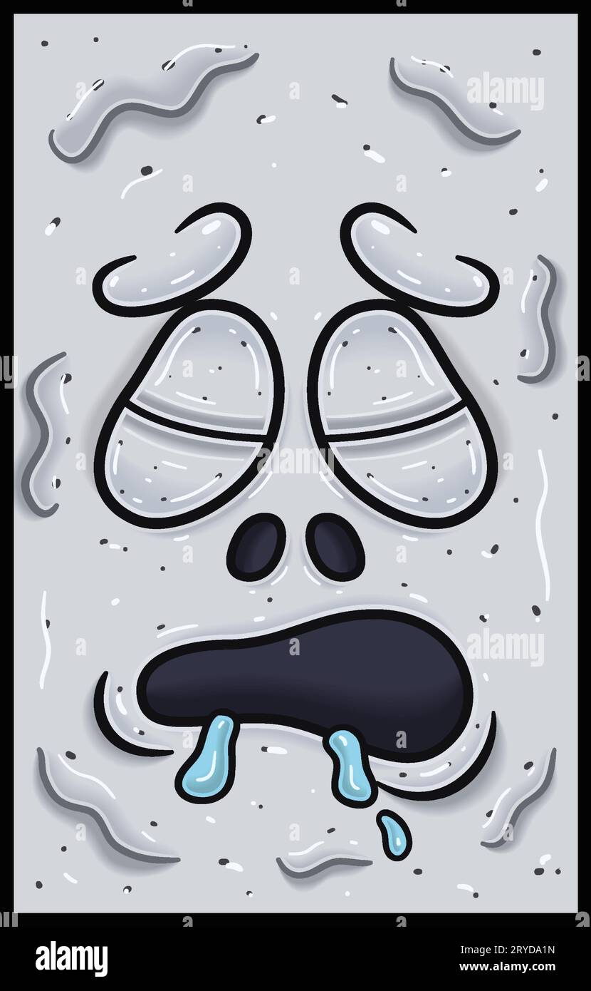 Expression endormie de White Ghost visage expression Cartoon. Papier peint, couverture, étiquette et conception d'emballage. Illustration vectorielle Illustration de Vecteur