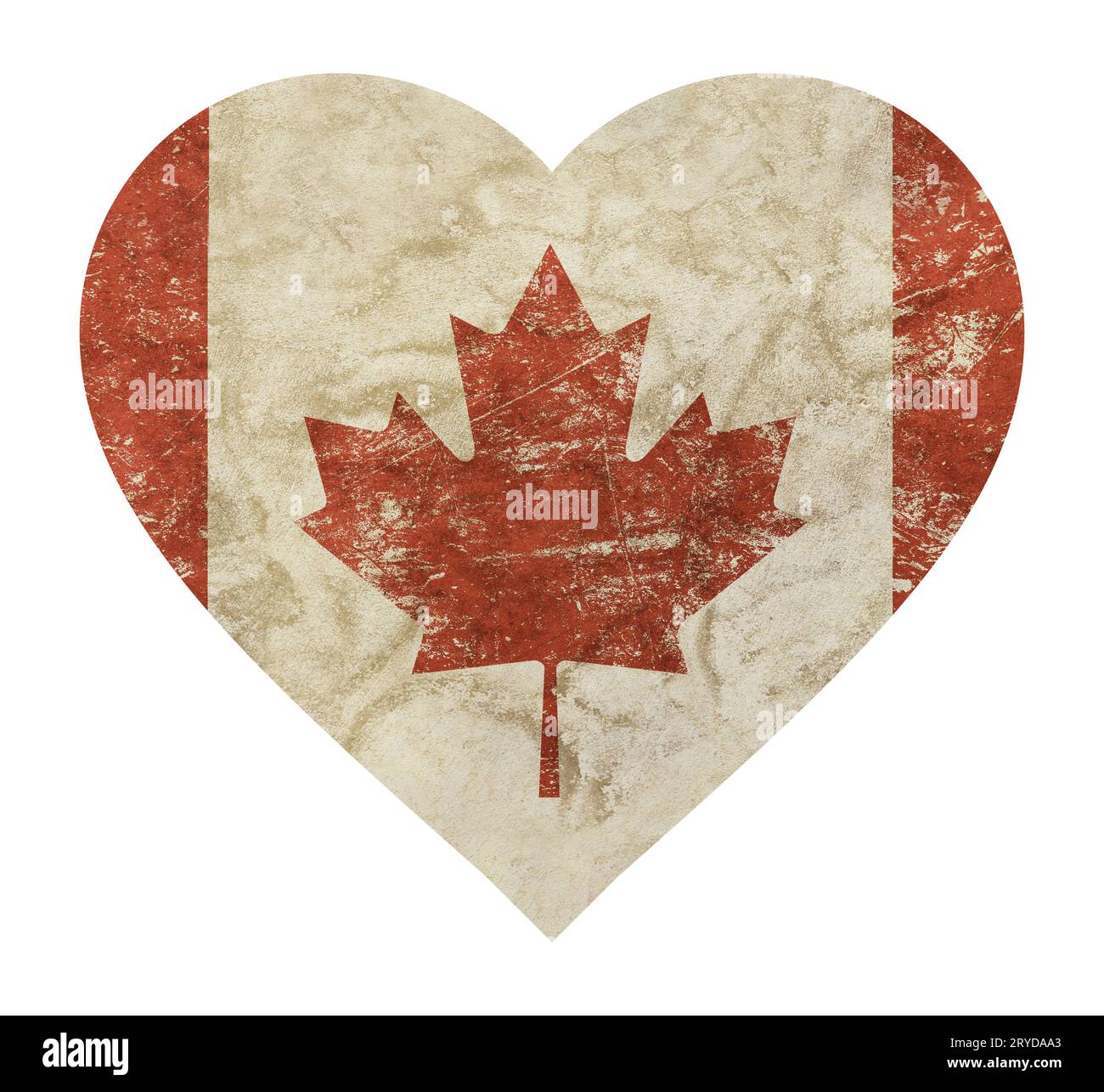 Grunge vintage en forme de coeur s'est évanoui d'un drapeau du Canada Banque D'Images