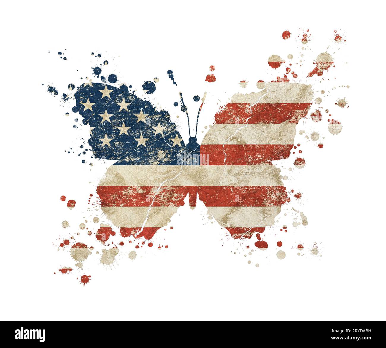 En forme de papillon grunge vintage American US flag Banque D'Images