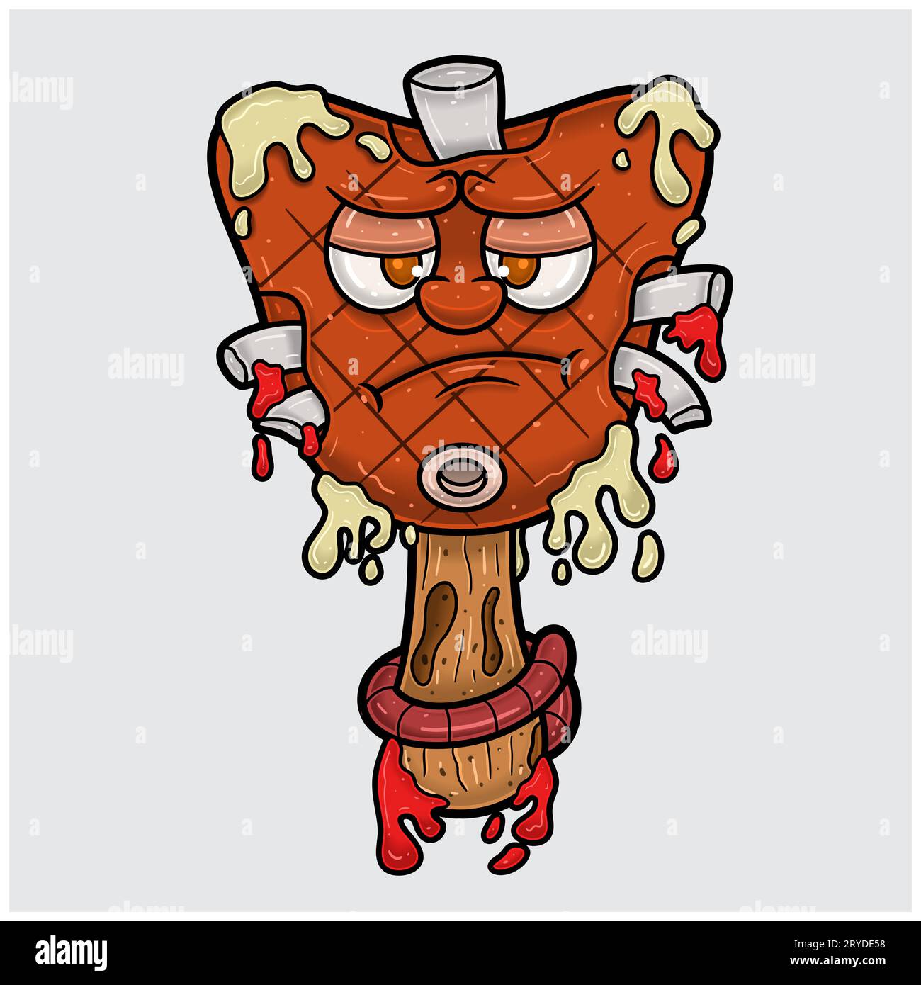 Mascotte Cartoon de Ice Steak avec visage triste. Modifiable gratuitement. Illustrations vectorielles Illustration de Vecteur