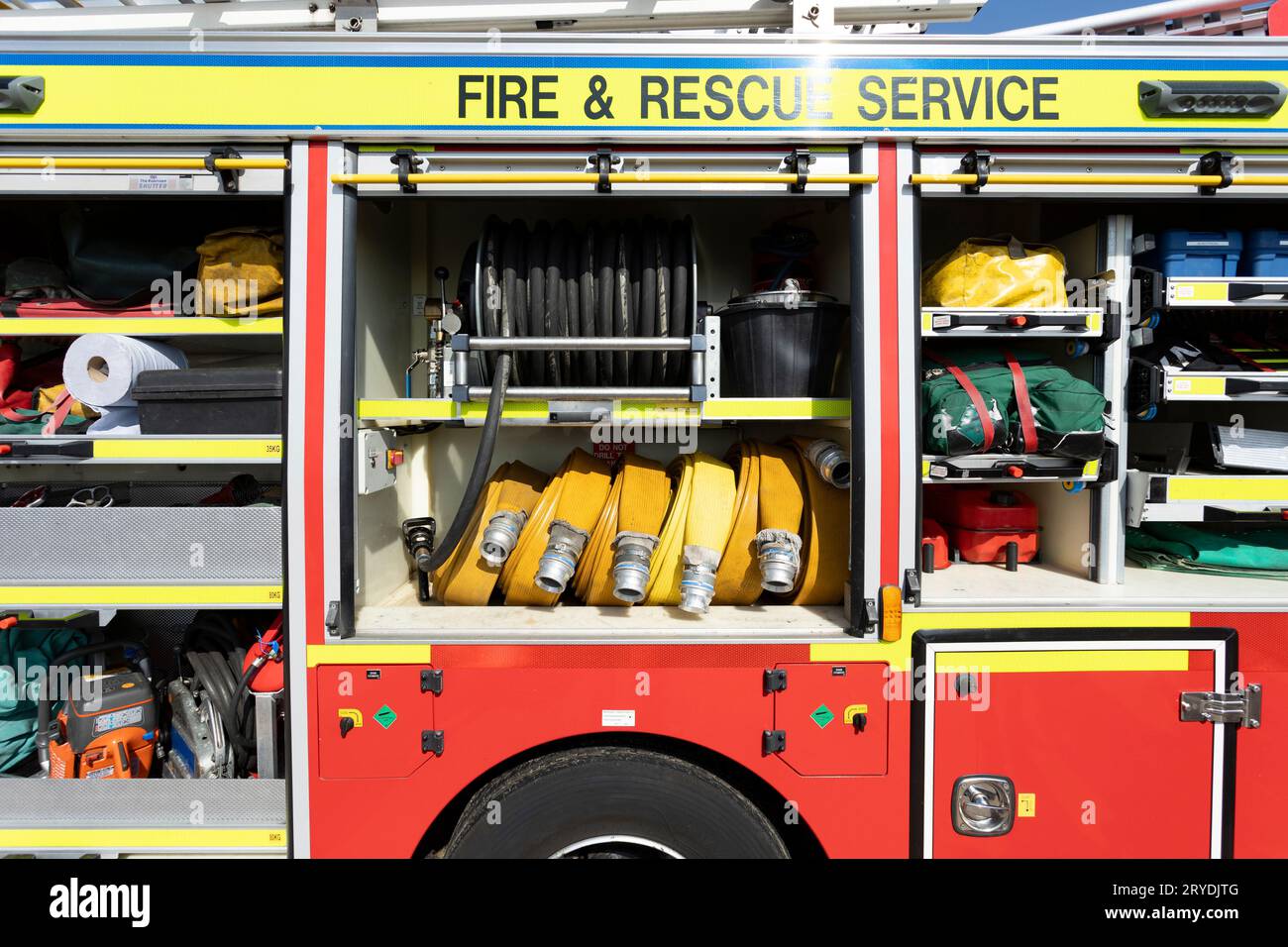 Lytham St annes Lancashire uk 9 septembre 2023 équipement de sauvetage à l'intérieur emballé dans un camion de pompiers Banque D'Images