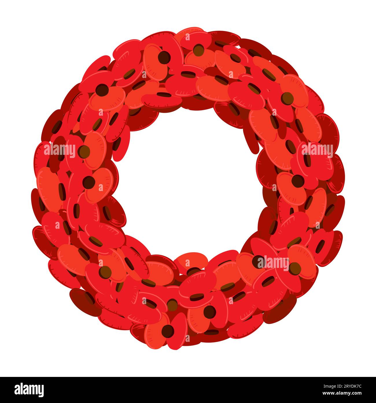 Une couronne traditionnelle de fleurs rouges pour le jour du souvenir (aussi connu sous le nom de jour du coquelicot) en mémoire des militaires morts dans l'exercice de leurs fonctions. Vecteur Illustration de Vecteur