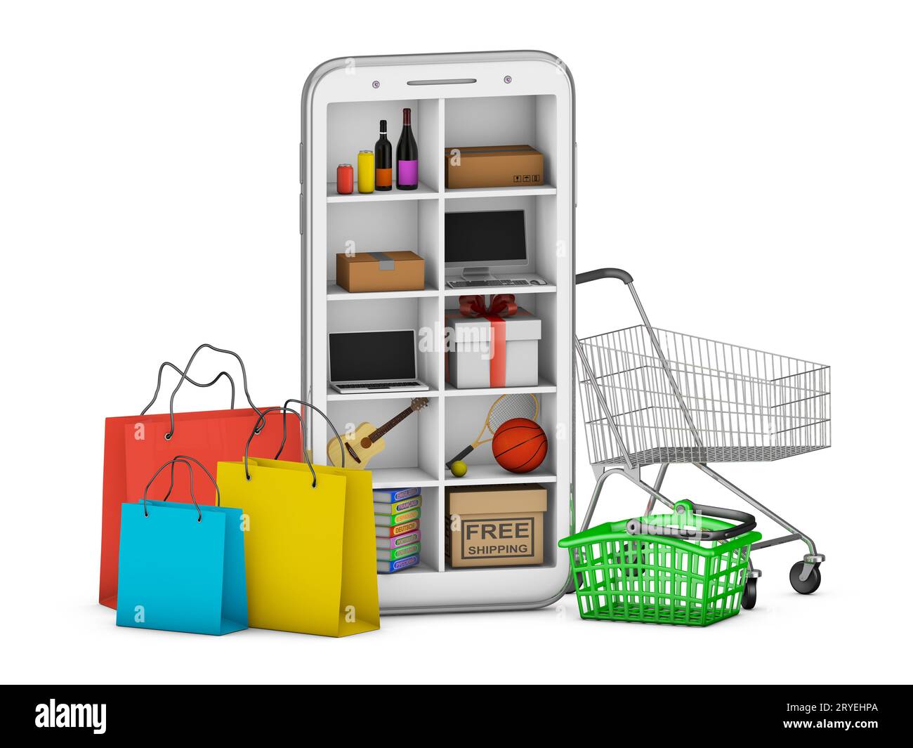 Concept de shopping en ligne sur smartphone Banque D'Images