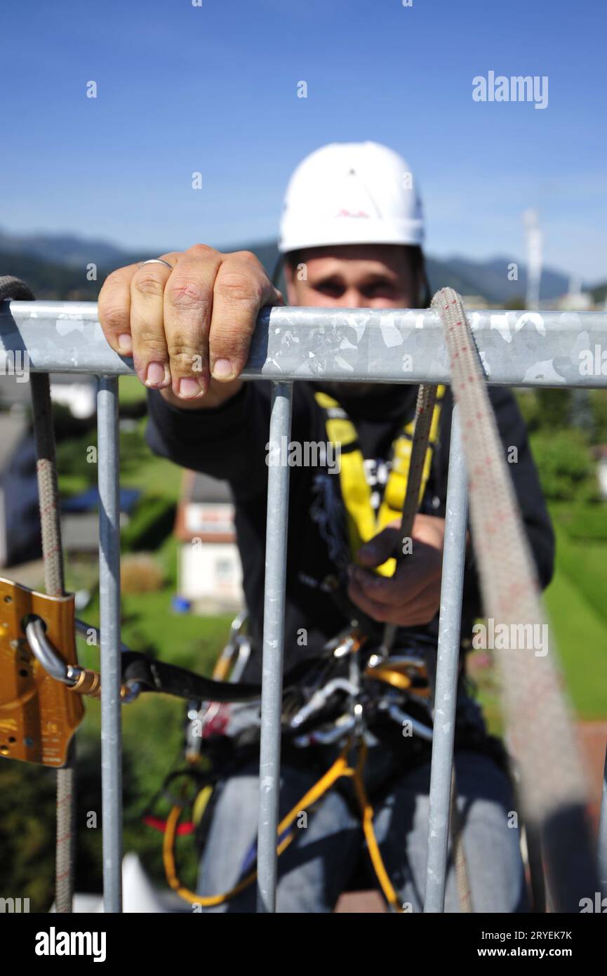 Formation en tant que travailleur en hauteur Banque D'Images
