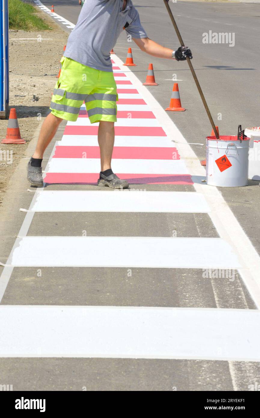 Crosswalk pour piétons dans la rue Banque D'Images
