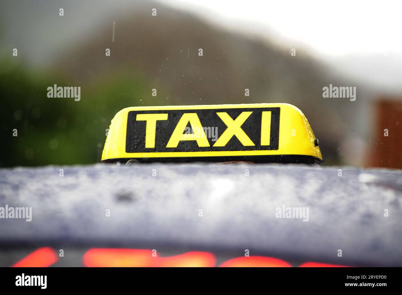 Enseigne sur le toit de la voiture Banque D'Images