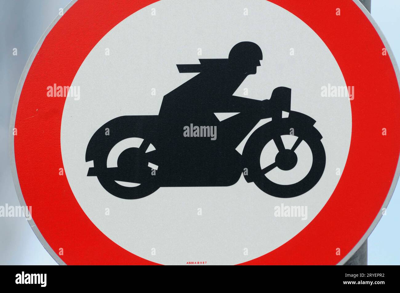 Panneau d'interdiction de moto dans la rue Banque D'Images