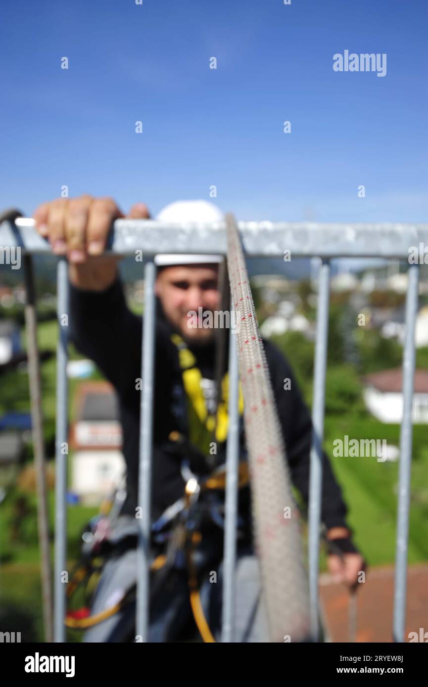 Formation en tant que travailleur en hauteur Banque D'Images