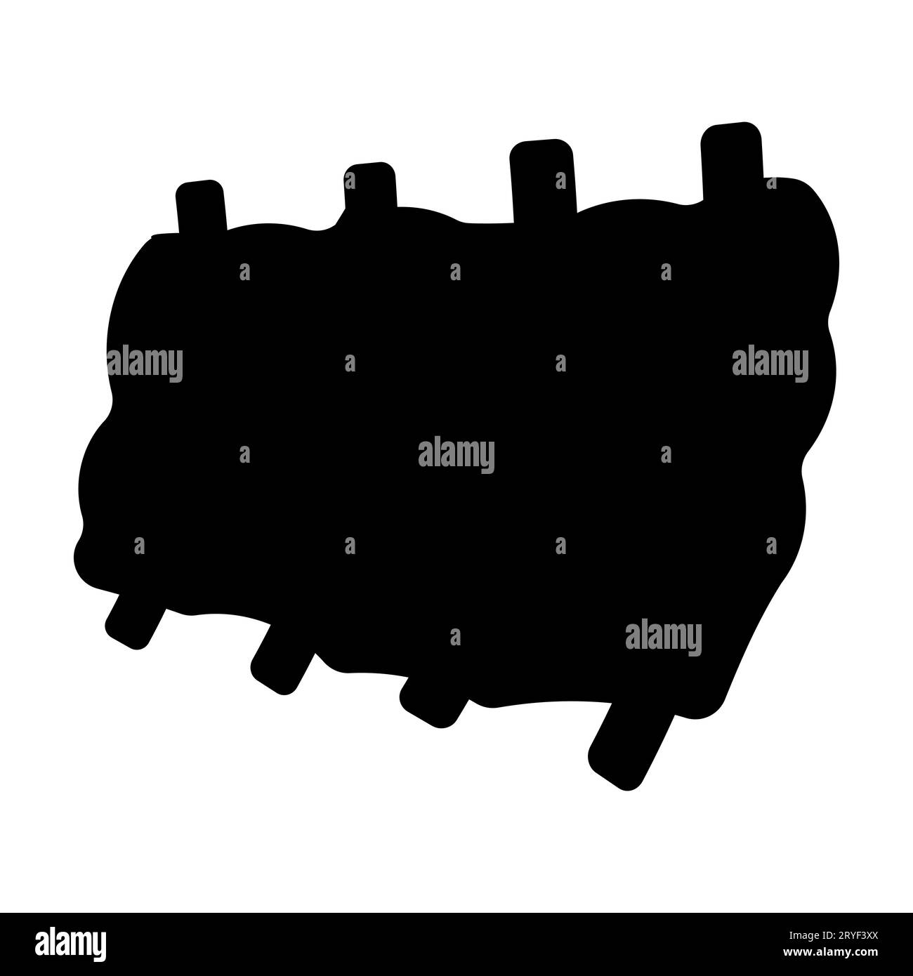 icône d'élément blanc noir de viande bbq de côtes Illustration de Vecteur