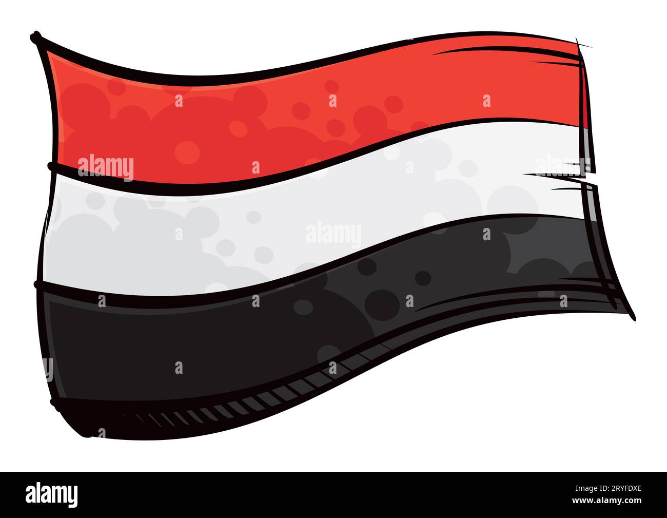 Le drapeau national de la République du Yémen créé dans le style de peinture graffiti Banque D'Images