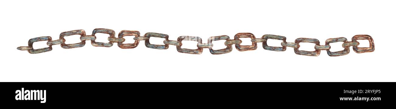 Illustration de la chaîne horizontale de navire antique. Peinture à l'aquarelle dessinée à la main sur fond blanc. Banque D'Images