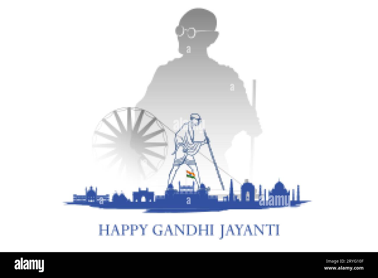 L'Inde avec le héros de nation et le chasseur de la liberté Mahatma Gandhi Populairement connu sous le nom de Bapu pour le 2 octobre Gandhi Jayanti Illustration de Vecteur