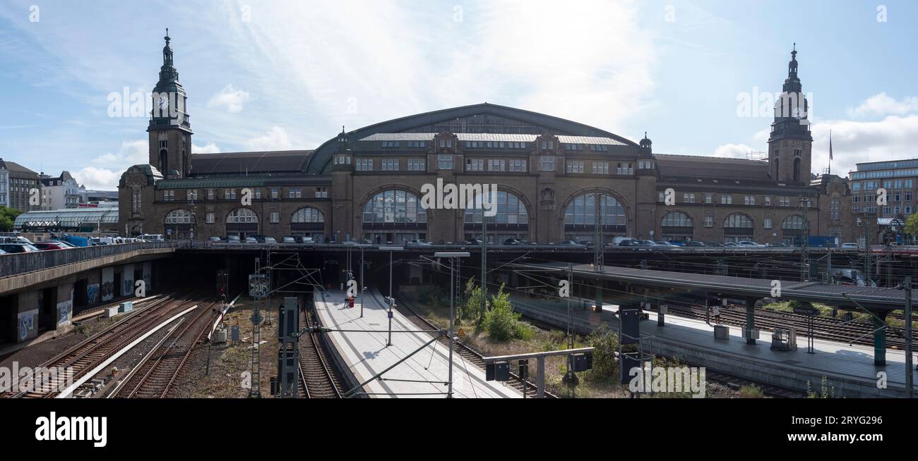 Vue de la gare centrale de Hambourg, Hambourg, Allemagne Banque D'Images