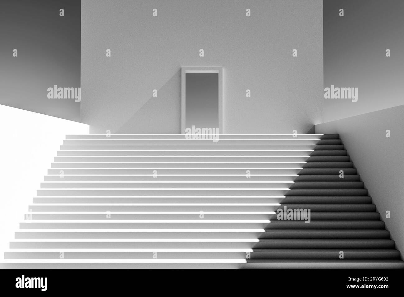 Structure architecturale abstraite avec des éléments d'escaliers et de murs. Banque D'Images