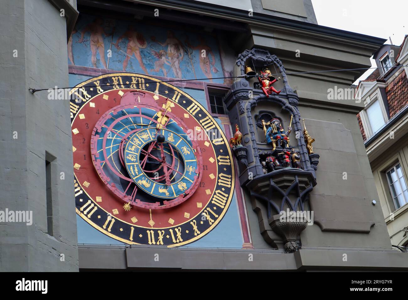 Gros plan de Zytglogge (Tour de l'horloge), Berne, Suisse. Banque D'Images