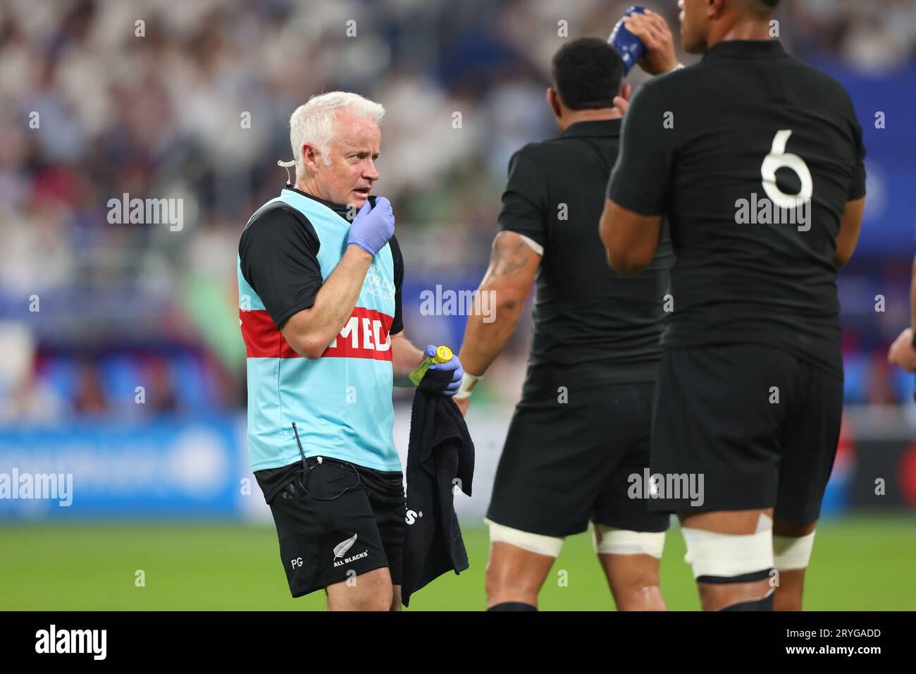 Paris, France, 9 septembre 2023. Physiothérapeute Peter Gallagher de Nouvelle-Zélande lors du match de la coupe du monde de Rugby 2023 au Stade de France, Paris. Le crédit photo devrait se lire : Paul Thomas / Sportimage Banque D'Images