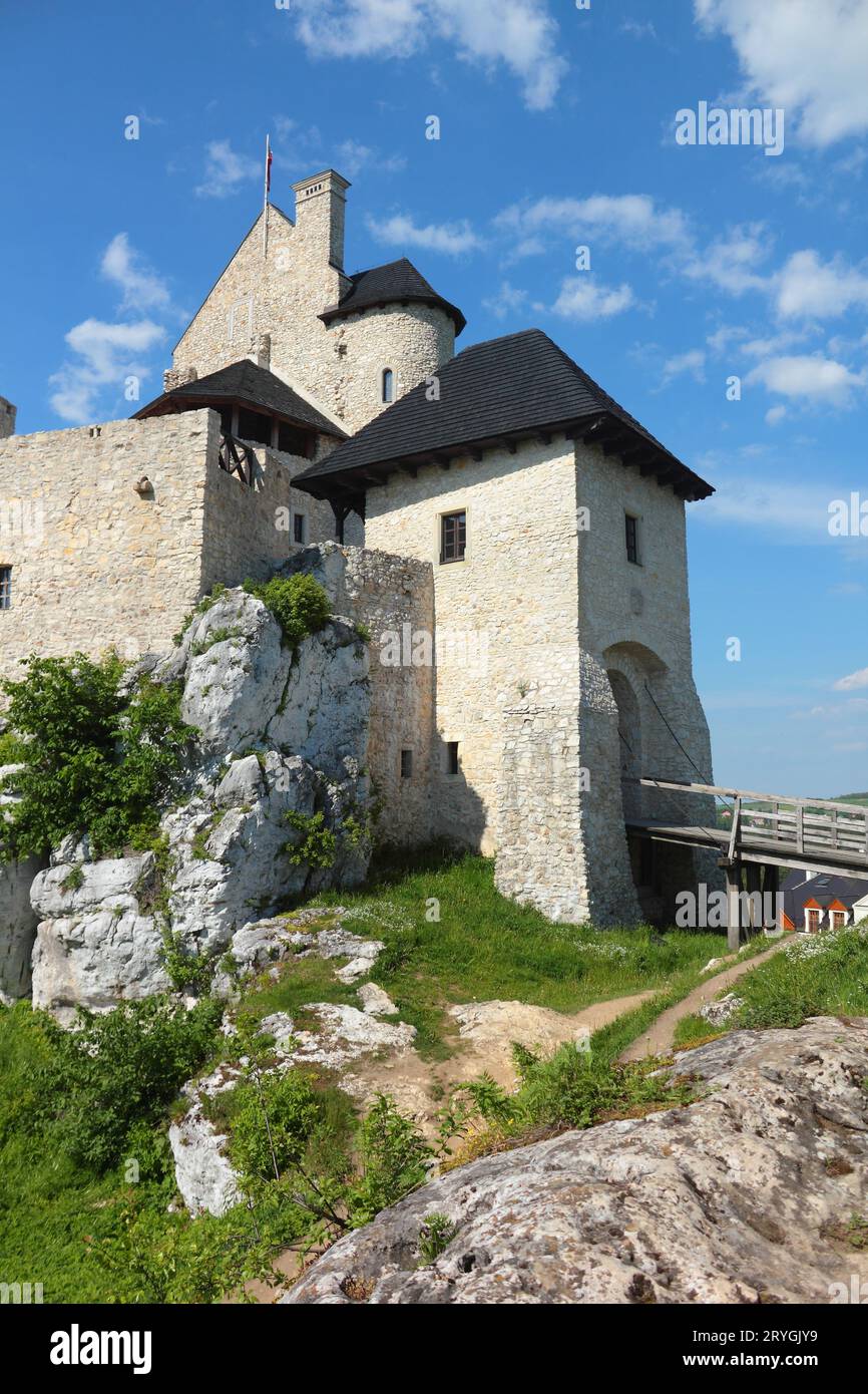 Porte de la forteresse de pierre Bobolice en Pologne Banque D'Images