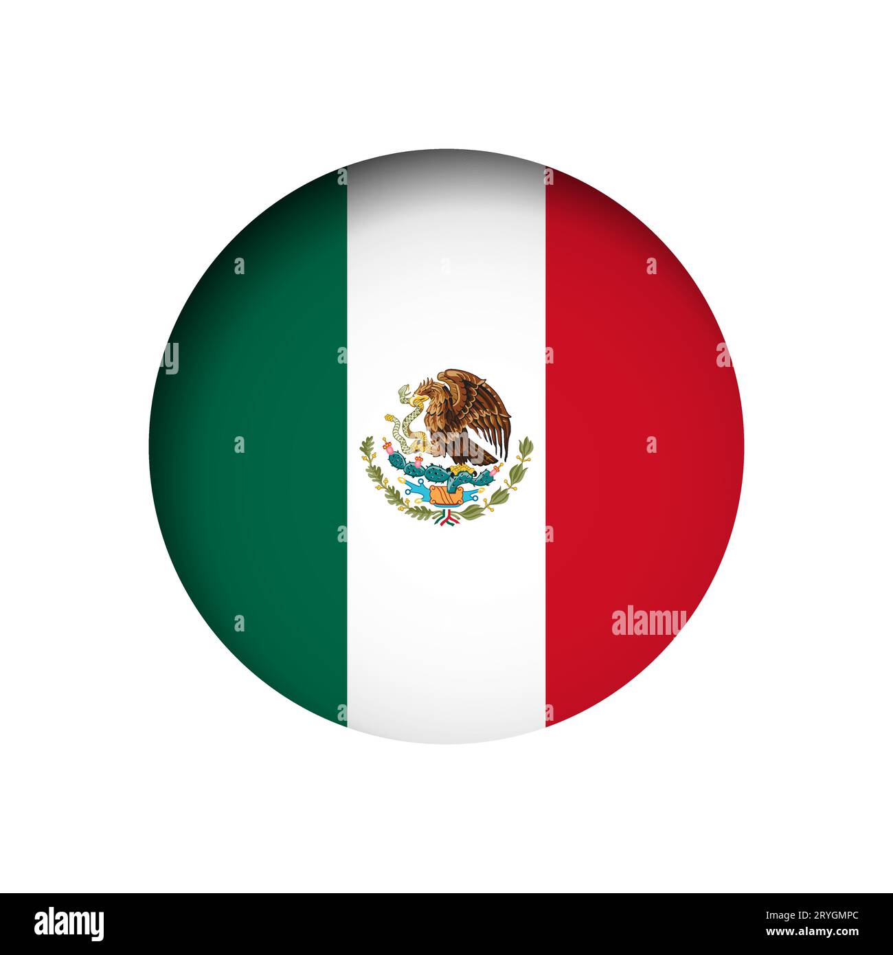 Drapeau du Mexique - derrière le trou de papier de cercle coupé avec ombre intérieure. Illustration de Vecteur
