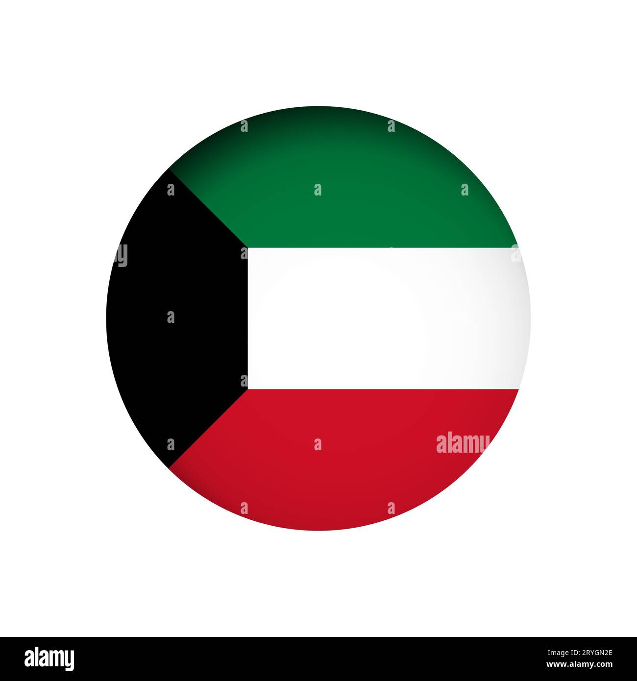 Drapeau du Koweït - derrière le trou de papier de cercle coupé avec ombre intérieure. Illustration de Vecteur