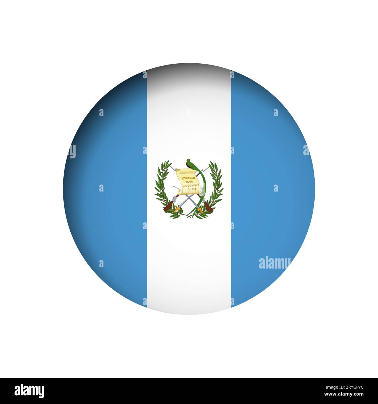 Drapeau du Guatemala - derrière le trou de papier de cercle coupé avec ombre intérieure. Illustration de Vecteur