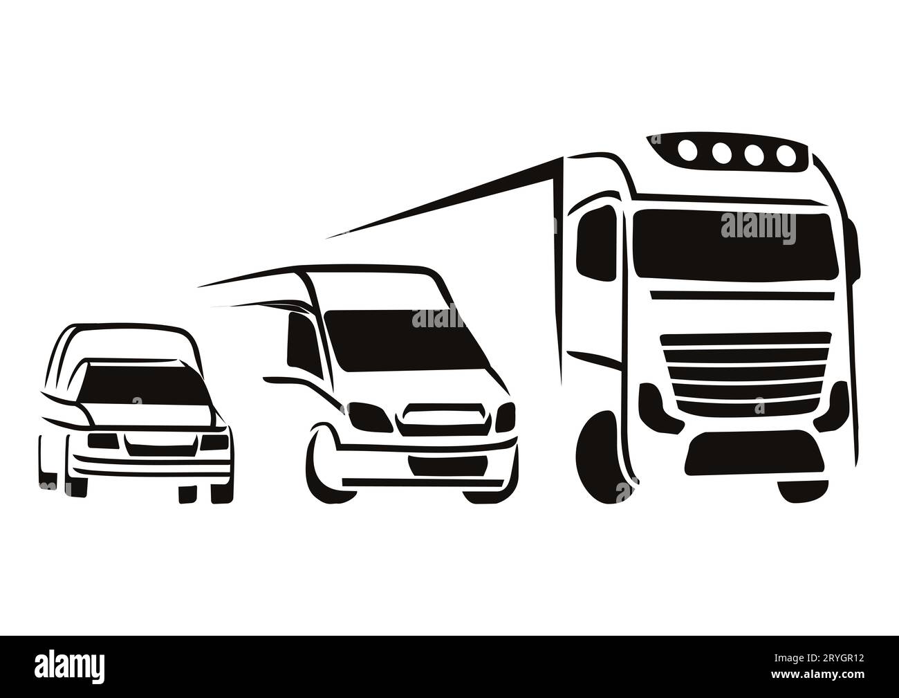 Entreprise de livraison avec différents types de véhicules Banque D'Images
