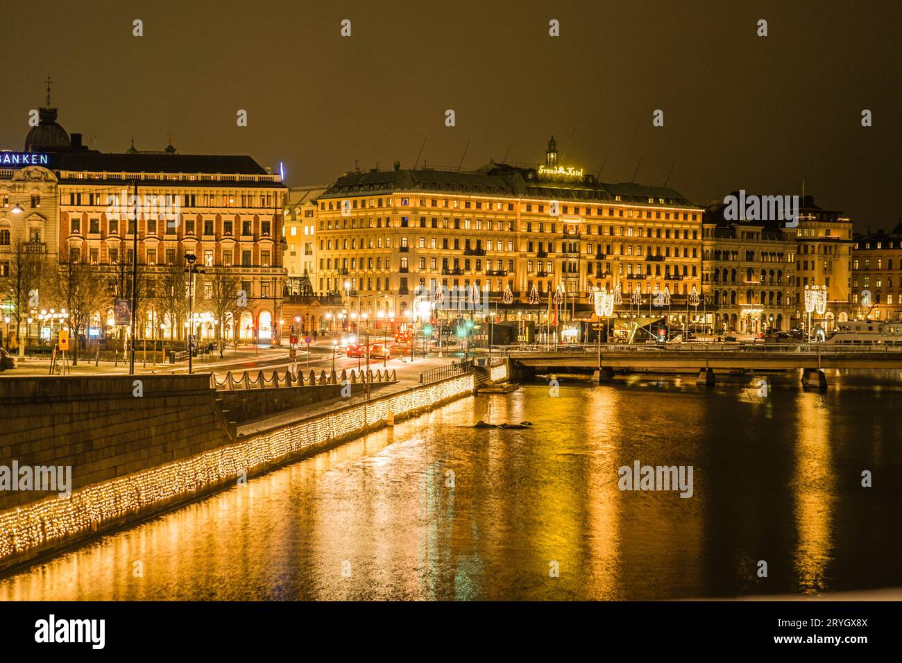 Vue de nuit sur la Suède Stockholm Banque D'Images
