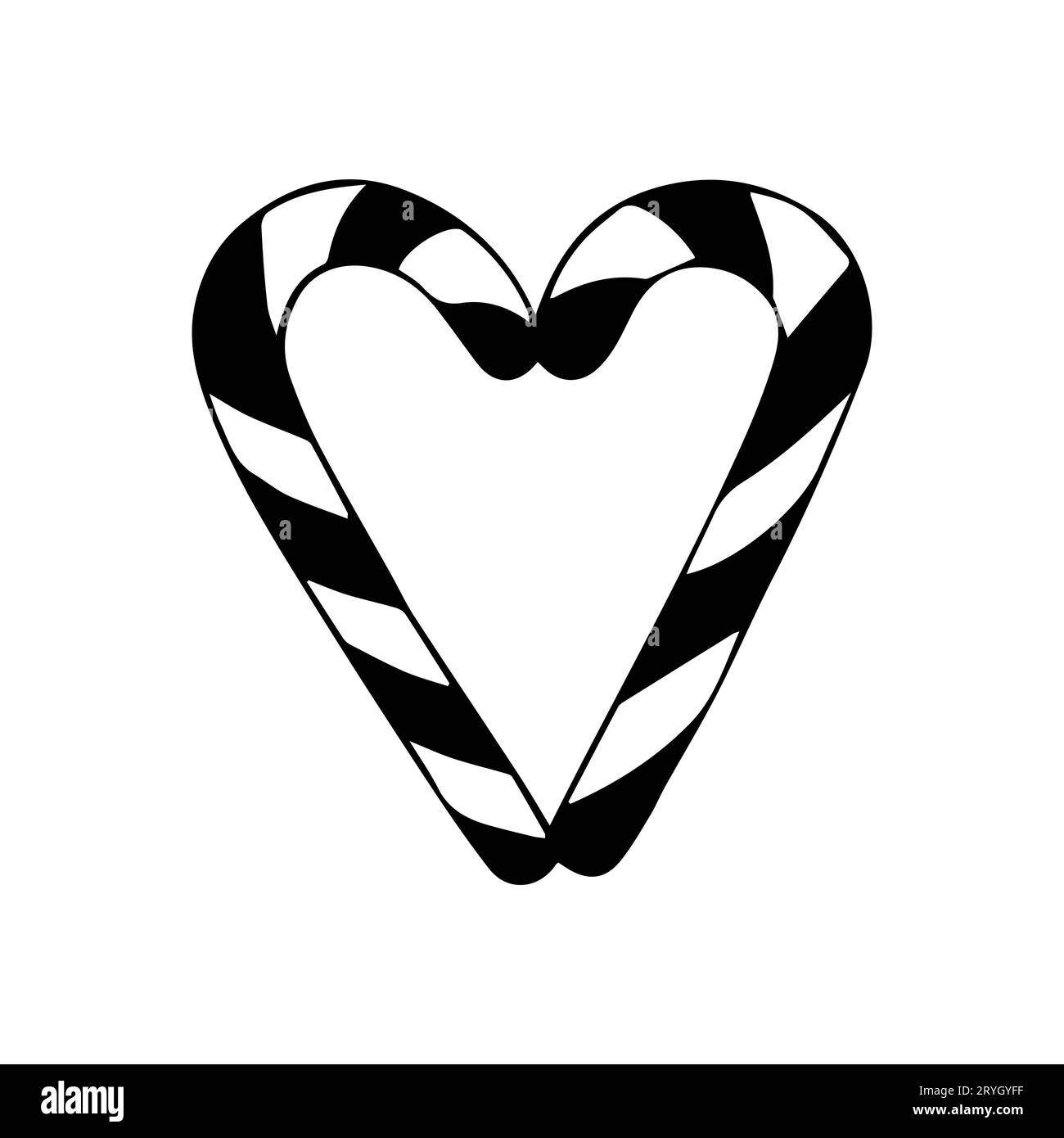Signe de coeur de Noël des cannes de bonbons.Perfect pour les conceptions de vacances, cartes, décorations, logo. Isolé sur fond blanc.Illustration vectorielle Illustration de Vecteur