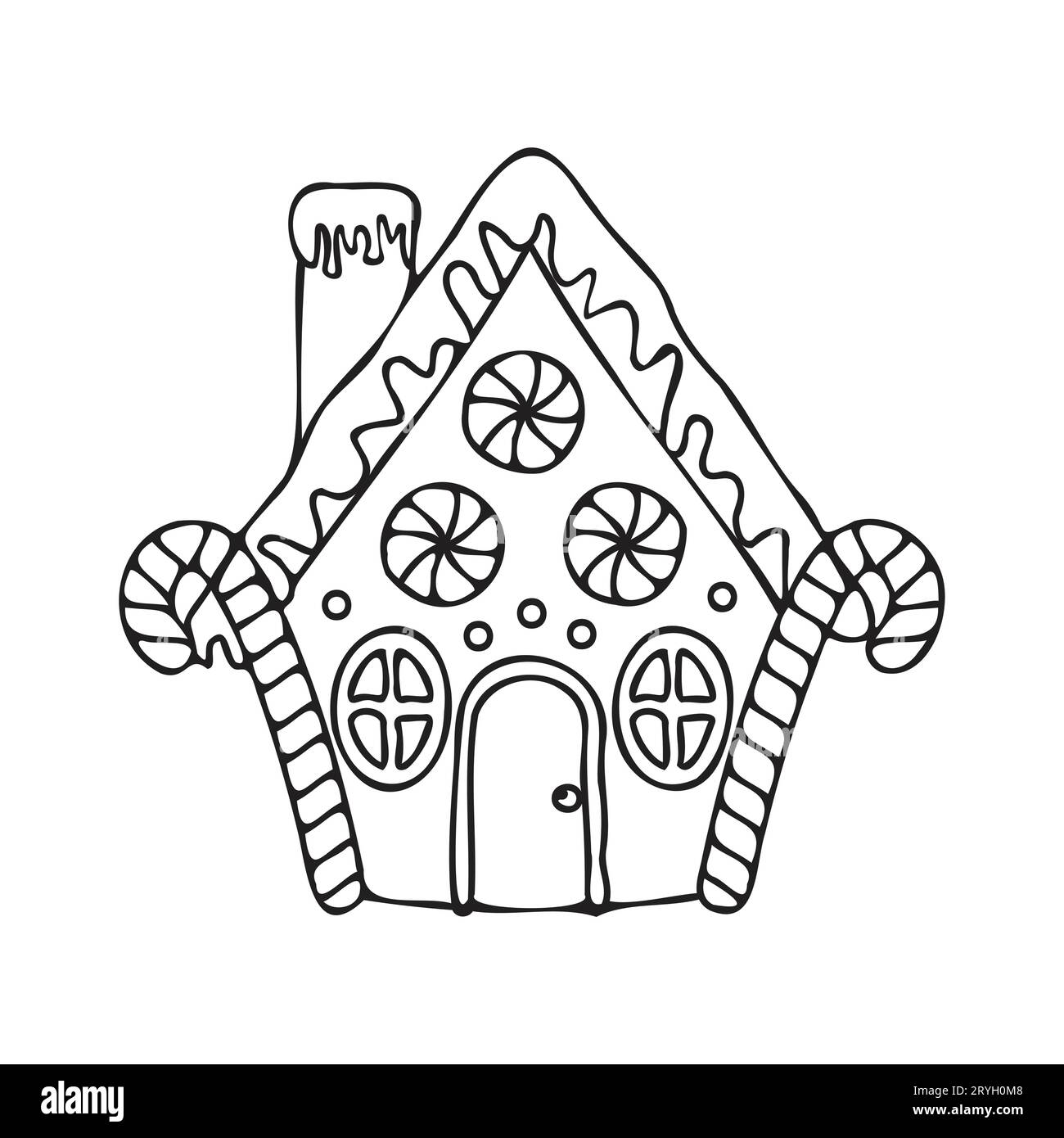 Biscuits en pain d'épice en forme de maison avec décorations. Friandises et friandises de Noël. Illustration vectorielle Illustration de Vecteur