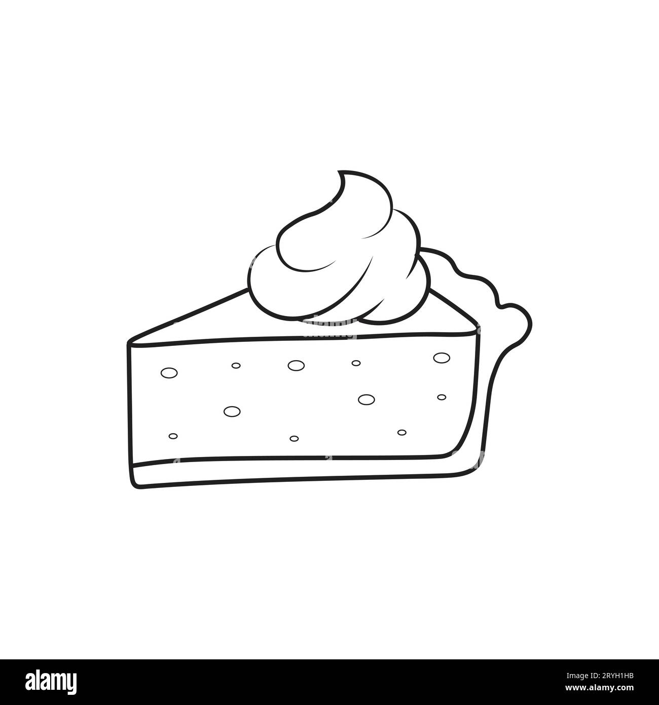 Action de grâce et célébration de tarte à la citrouille, gâteau slice.Doodle illustration vectorielle. Isolé sur fond blanc Illustration de Vecteur