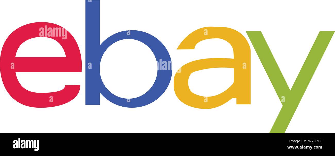 Icône du logo eBay. Enseigne eBay ou logotype. Plate-forme d'achat eBay ou e-commerce. Vecteur Illustration de Vecteur
