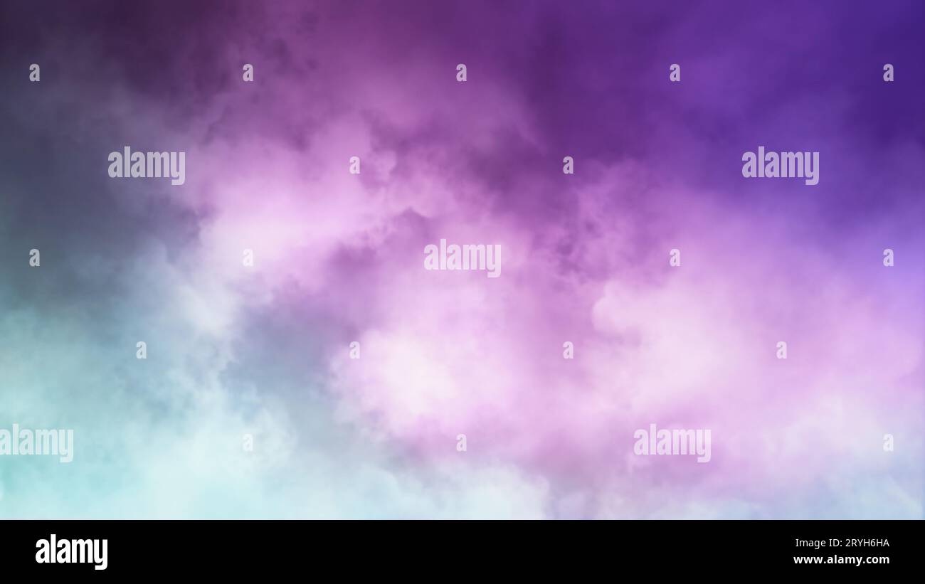 Violet bleu blanc fumée fond, abstrait couleur nuages texture, couleurs dégradés poster design, 3D illustration Banque D'Images